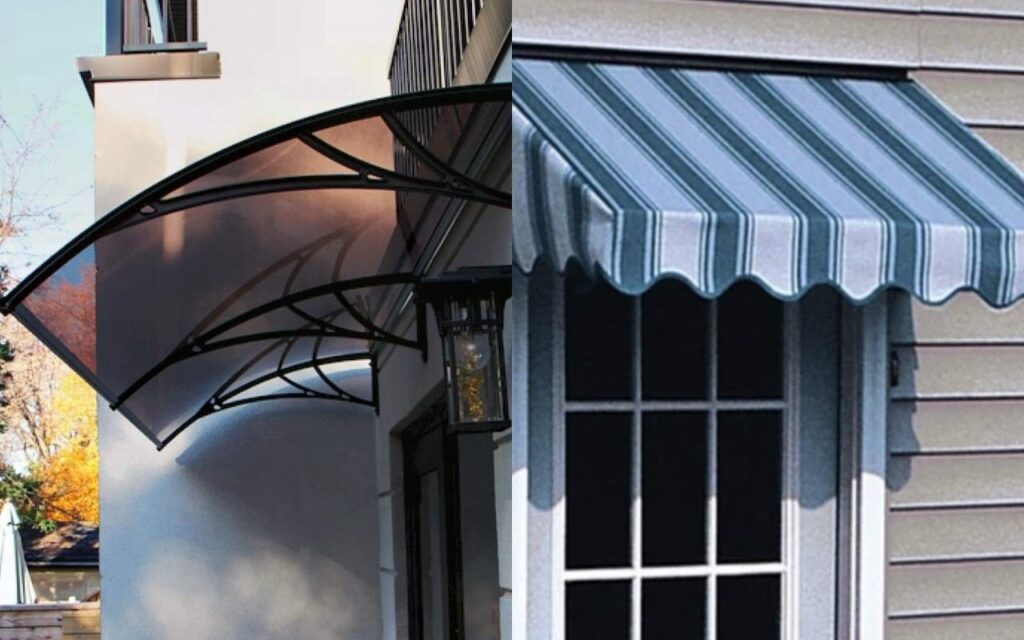 Home 16 Polycarbonate and fabric awnings installed on different homes